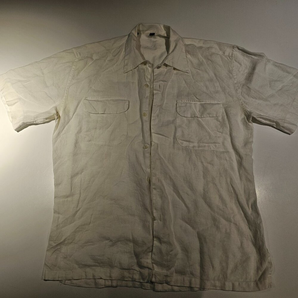 Jack Lipson Men's White Linen Shirt Size L